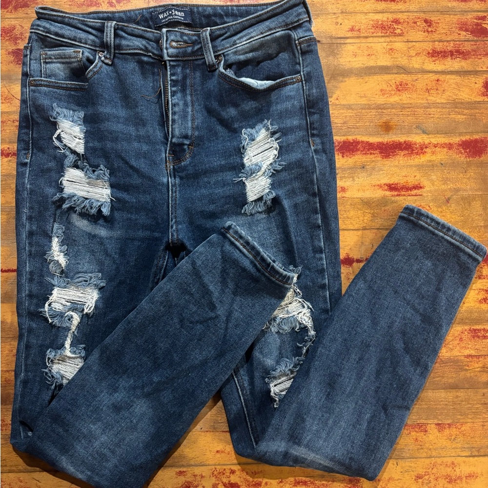 Wax Jean Midnight Blue Ripped Skinny Jeans